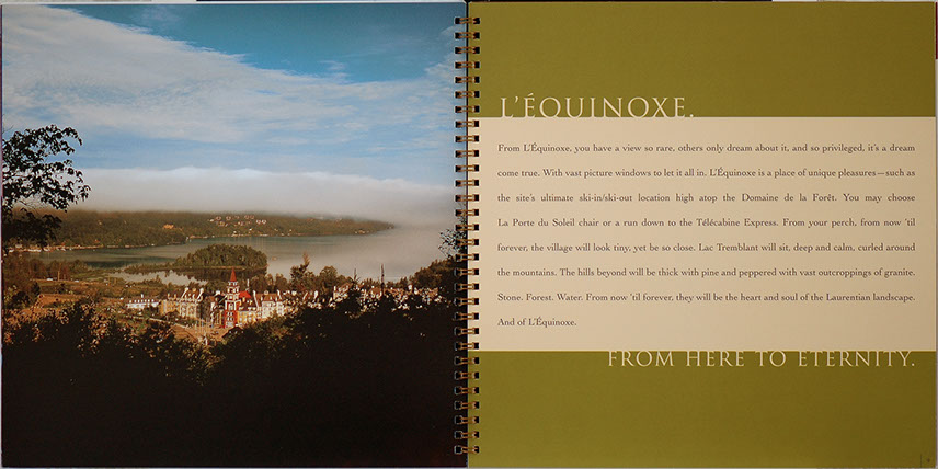 Mont Tremblant L'Equinox Intrawest Brochure, 101 Graphics, Graphic Design Mammoth Lakes, Palm Springs, Kamloops