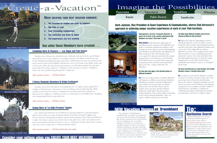 Mont Tremblant L'Equinox Intrawest Brochure, 101 Graphics, Graphic Design Mammoth Lakes, Palm Springs, Kamloops
